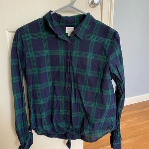 J.Crew Plaid Button Up Top